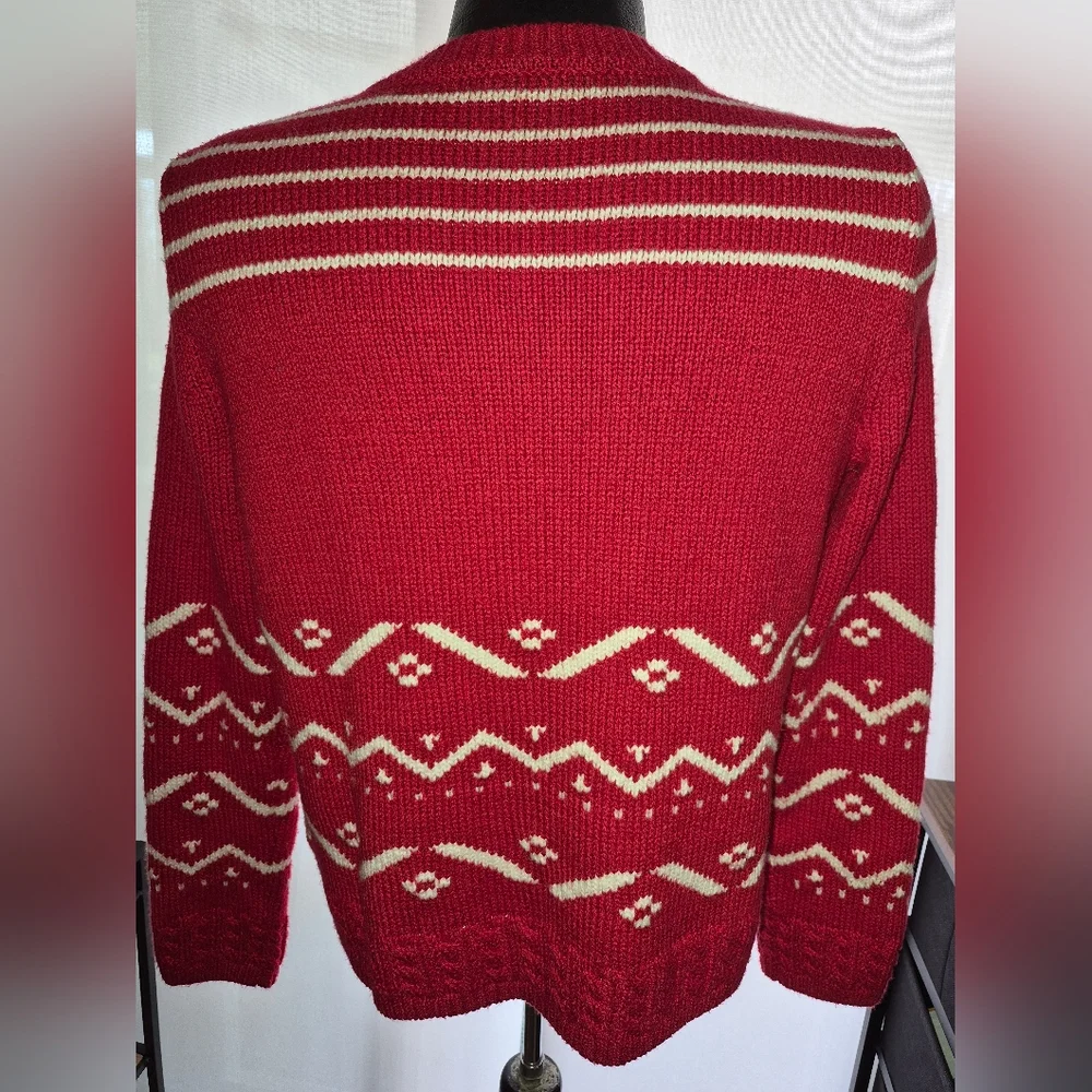 Talbots Crewneck Cardigan - Scottie Dog Fair Isle Womens Size Small Petite - Picture 2 of 6